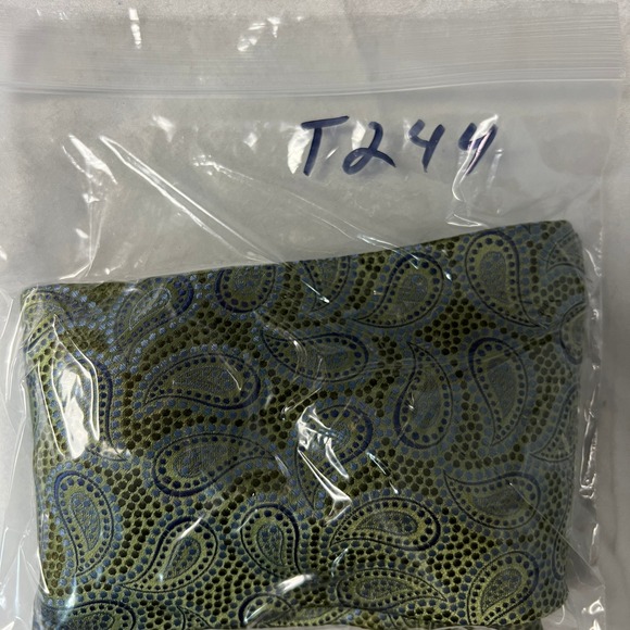 XMI Platinum Paisley Silk Tie Men's Green Blue Formal Neckwear Hand Made - Picture 7 of 7